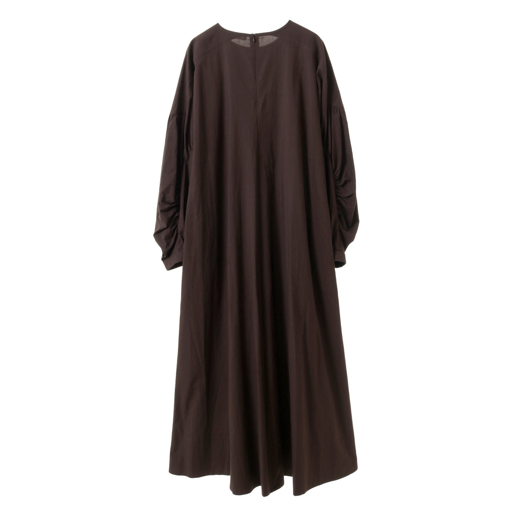 24AW CURVE SLEEVE DRESS - DARK BROWN