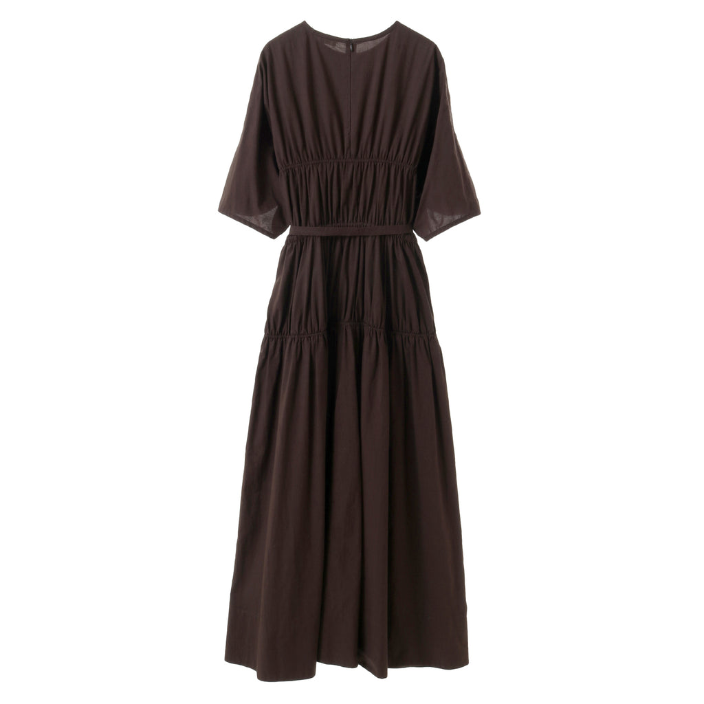 24AW GATHERED DRESS - DARK BROWN