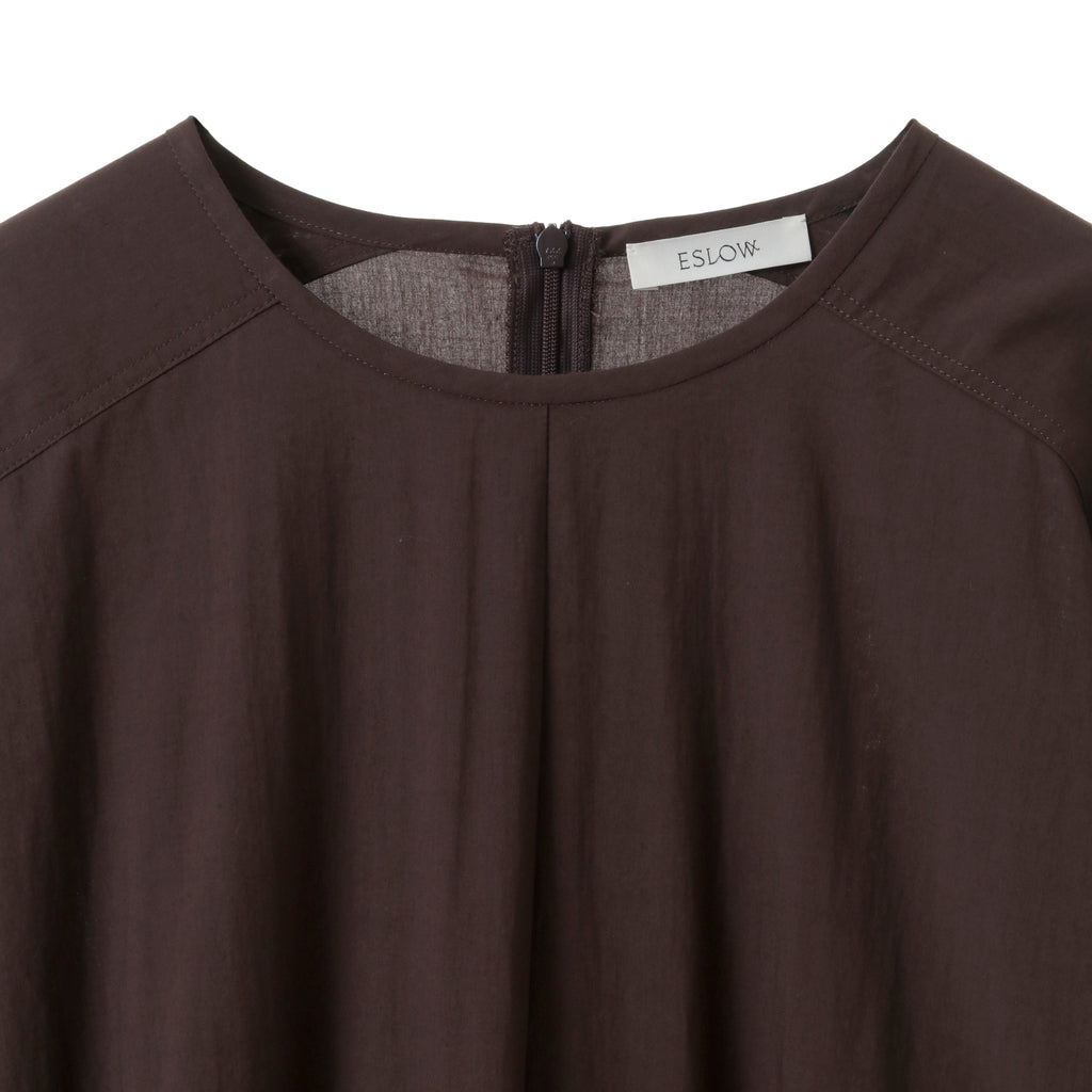 24AW CURVE SLEEVE DRESS - DARK BROWN