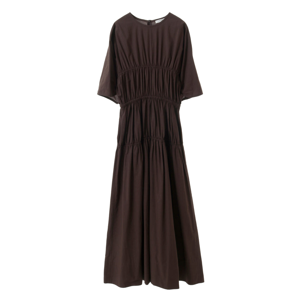 24AW GATHERED DRESS - DARK BROWN