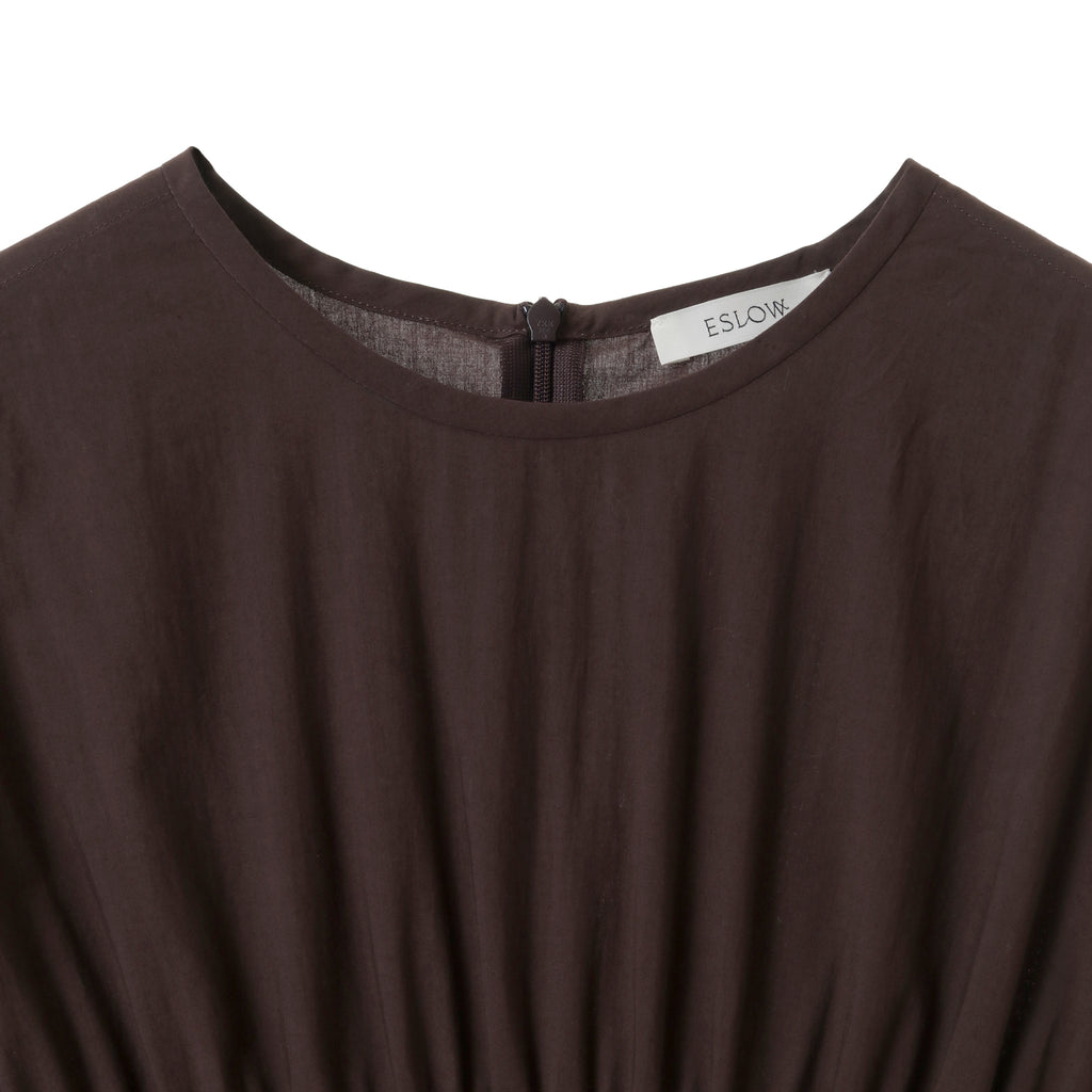 24AW GATHERED DRESS - DARK BROWN