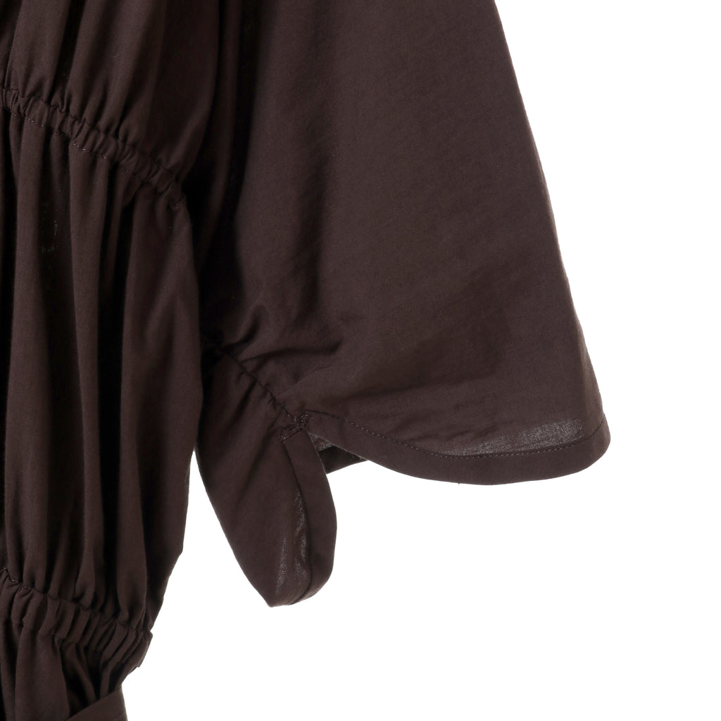 24AW GATHERED DRESS - DARK BROWN