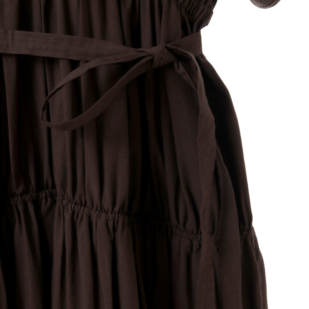 24AW GATHERED DRESS - DARK BROWN