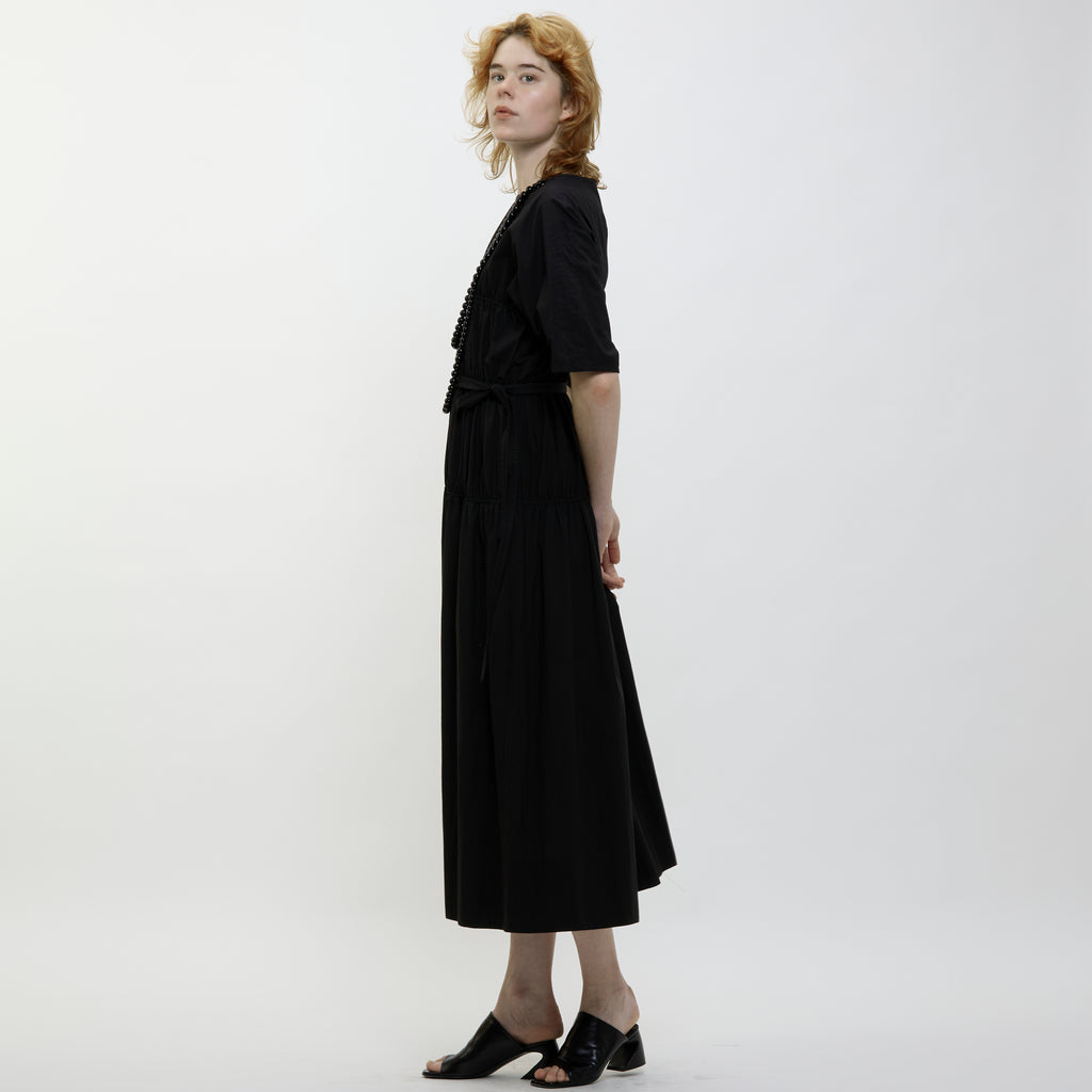 24AW GATHERED DRESS - BLACK