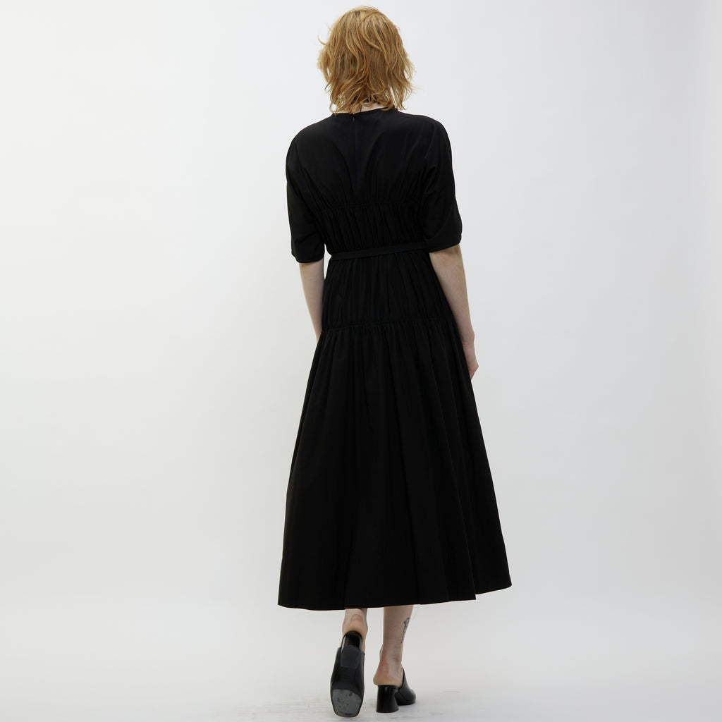 24AW GATHERED DRESS - BLACK