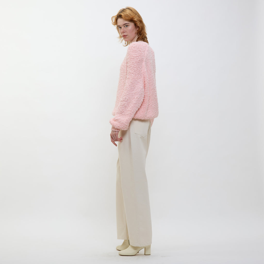 24AW FUR COTTON CREW NECK PULLOVER - PINK