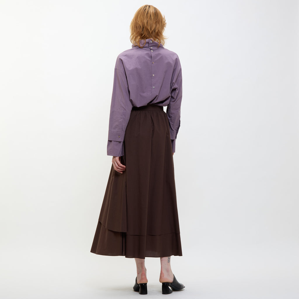 24AW LAYERED SKIRT - DARK BROWN