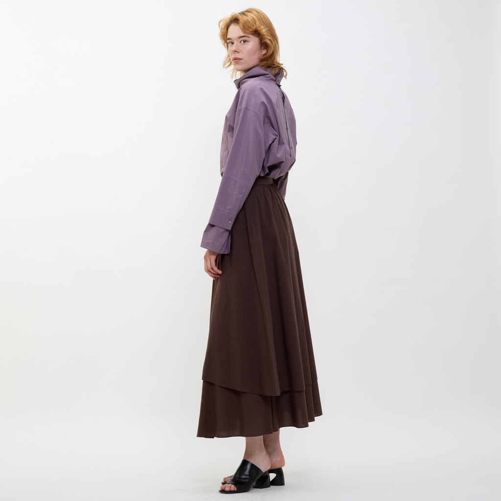 24AW LAYERED SKIRT - DARK BROWN